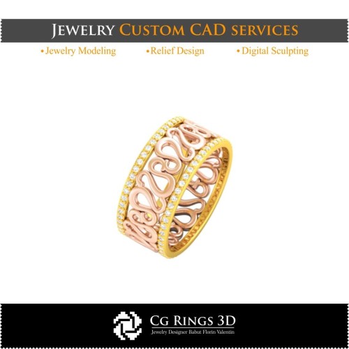 Bague avec signe du Lion - CAO 3D pour la maison, CAO 3D de bijoux, CAO 3D d'anneaux, alliances 3D, anneaux éternité 3D
