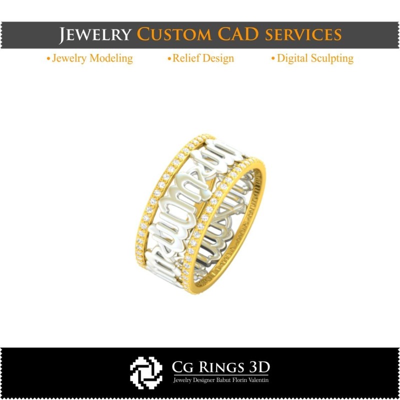 Inel cu zodia Fecioară - CAD 3D pentru acasă, Bijuterii CAD 3D, Inele CAD 3D, Verighete CAD 3D, Inele Eternitate CAD 3D