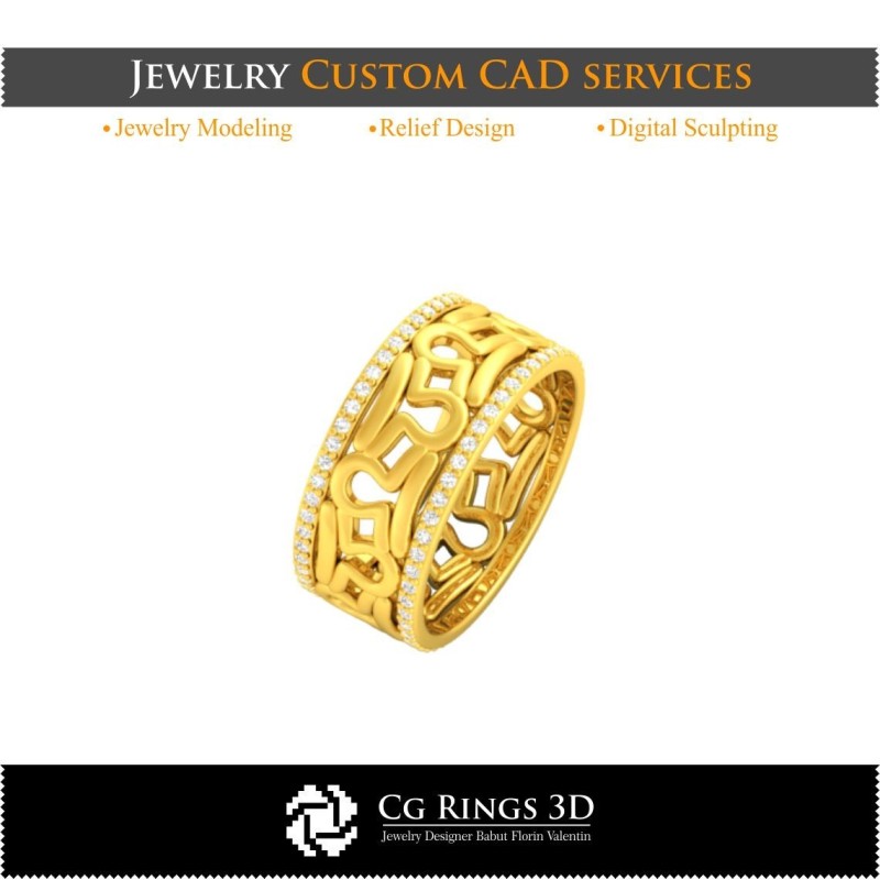 Anillo con el signo zodiacal Libra - CAD 3D para el hogar, CAD 3D de joyería, CAD 3D de anillos, CAD 3D de alianzas de boda,