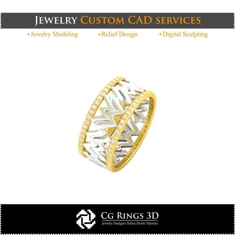 Bague avec signe du zodiaque Verseau - CAO 3D maison, CAO 3D joaillerie, CAO 3D bagues, alliances 3D, anneaux éternité 3D
