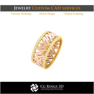 Ring With Aquarius Zodiac - 3D CAD Home, Jewelry 3D CAD, Rings 3D CAD , Wedding Bands 3D, Eternity Bands 3D 2