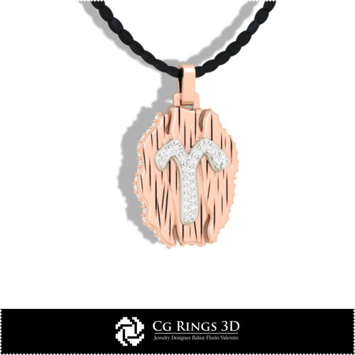 Widder-Zeichenanhänger - 3D-CAD Zuhause, Schmuck 3D-CAD, Anhänger 3D-CAD, Vintage-Schmuck 3D-CAD, 3D-Zeichenanhänger,