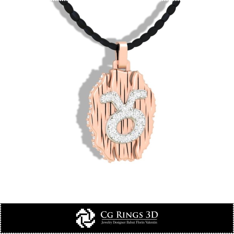 Pendentif Zodiaque Taureau - Modèle 3D CAO pour la maison, CAO 3D de bijoux, CAO 3D de pendentifs, CAO 3D de bijoux vintage,