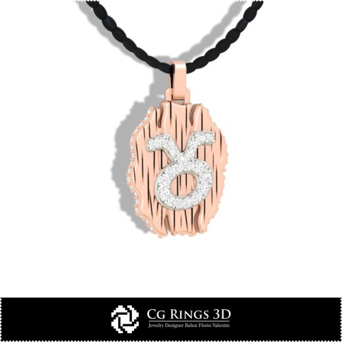 Pendentif Zodiaque Taureau - Modèle 3D CAO pour la maison, CAO 3D de bijoux, CAO 3D de pendentifs, CAO 3D de bijoux vintage,