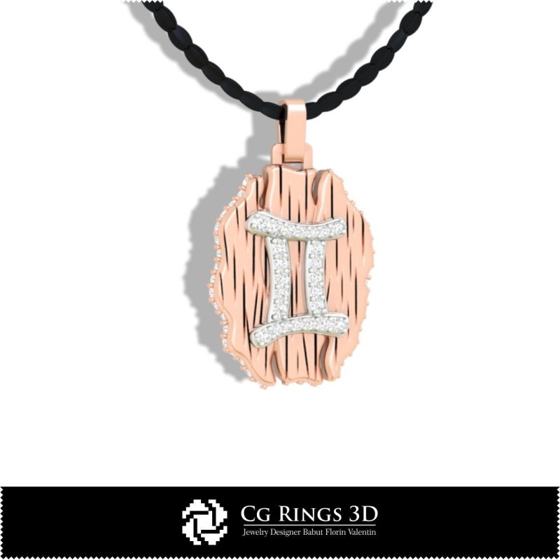Zwillinge Sternzeichen Anhänger - 3D CAD Zuhause, Schmuck 3D CAD, Anhänger 3D CAD, Vintage Schmuck 3D CAD, 3D Sternzeichen