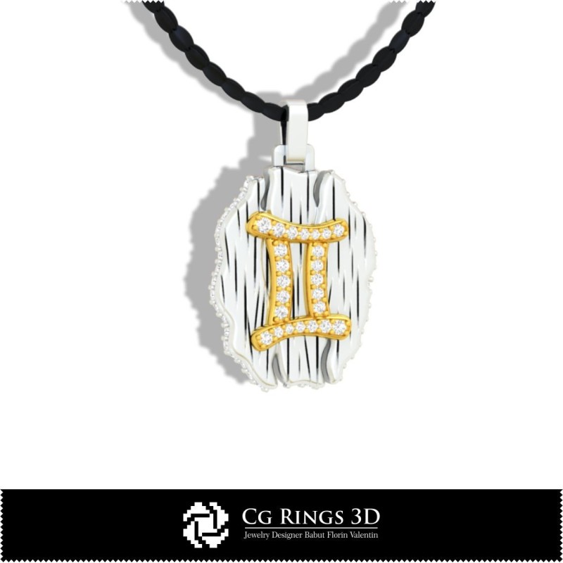 Pandantiv Zodie Gemenilor - CAD 3D pentru casă, CAD 3D bijuterii, CAD 3D pandantive, CAD 3D bijuterii vintage, pandantive
