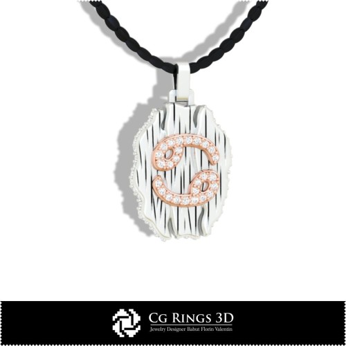 Colgante del signo Cáncer - CAD 3D para el hogar, CAD 3D de joyería, CAD 3D de colgantes, CAD 3D de joyería vintage, colgantes