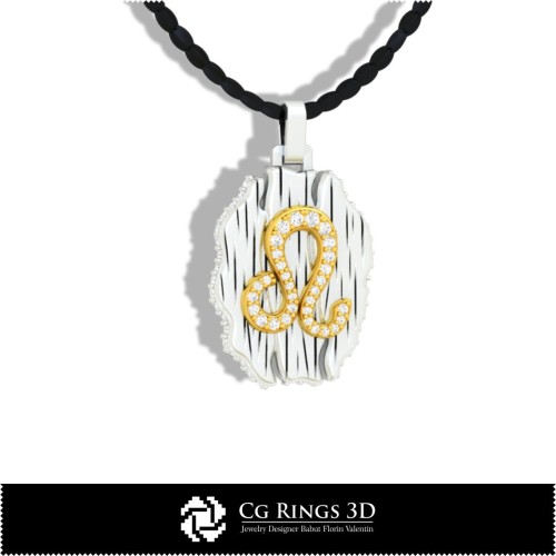 Colgante Zodiaco Leo - CAD 3D para el hogar, CAD 3D de joyería, CAD 3D de colgantes, CAD 3D de joyería vintage, colgantes