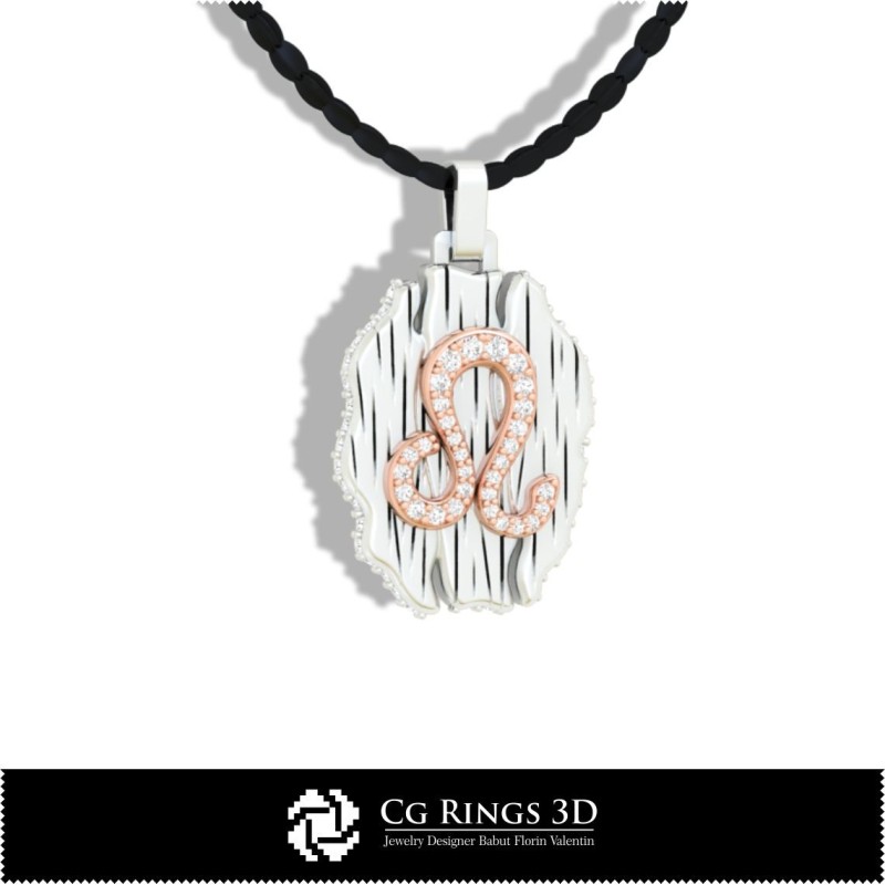 Löwe Sternzeichen-Anhänger - 3D-CAD-Design, Schmuck 3D-CAD, Anhänger 3D-CAD, Vintage-Schmuck 3D-CAD, 3D Sternzeichen-Anhänger,