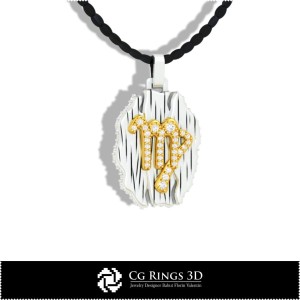 Virgo Zodiac Pendant - 3D CAD Home, Jewelry 3D CAD, Pendants 3D CAD , Vintage Jewelry 3D CAD , 3D Zodiac Pendants, 3D Retro Mod 2