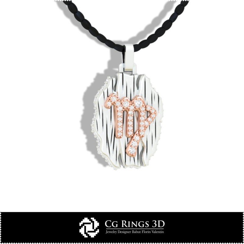 Pendentif Signe Vierge - DAO 3D Maison, DAO 3D Bijoux, DAO 3D Pendentifs, DAO 3D Bijoux Vintage, Pendentifs Zodiacaux 3D, DAO
