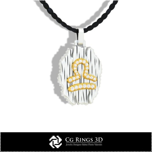 Pendentif Signe du Zodiaque Balance - DAO 3D Maison, DAO 3D Bijoux, DAO 3D Pendentifs, DAO 3D Bijoux Vintage, Pendentifs Zodiac