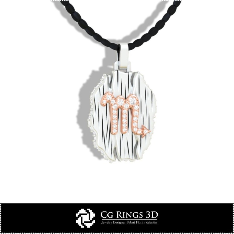 Pendentif Signe du Scorpion - CAO 3D Maison, CAO 3D Bijoux, CAO 3D Pendentifs, CAO 3D Bijoux Vintage, Pendentifs Zodiaque 3D,