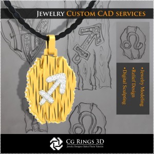 Pendentif Signe du Sagittaire - CAO 3D Maison, CAO 3D Bijoux, CAO 3D Pendentifs, CAO 3D Bijoux Vintage, Pendentifs