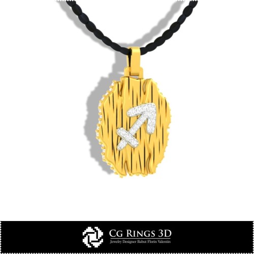 Schütze Sternzeichen-Anhänger - 3D-CAD Home, Schmuck 3D-CAD, Anhänger 3D-CAD, Vintage-Schmuck 3D-CAD, 3D Sternzeichen-Anhänger,