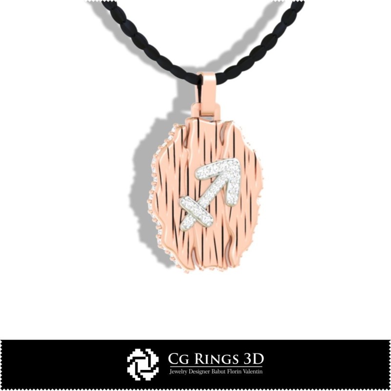 Schütze Sternzeichen-Anhänger - 3D-CAD Home, Schmuck 3D-CAD, Anhänger 3D-CAD, Vintage-Schmuck 3D-CAD, 3D Sternzeichen-Anhänger,