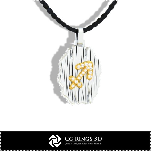 Colgante Zodiaco Sagitario - CAD 3D Hogar, CAD 3D Joyería, CAD 3D Colgantes, CAD 3D Joyería Vintage, Colgantes Zodiaco 3D, 3D