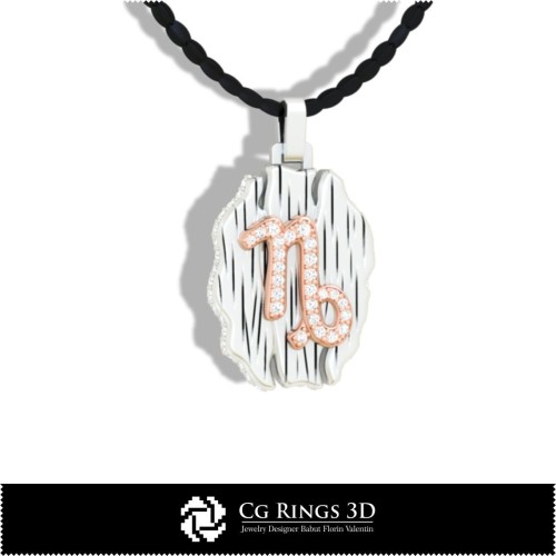 Pandantiv Zodie Capricorn - CAD 3D pentru Acasă, Bijuterii CAD 3D, Pandantive CAD 3D, Bijuterii Vintage CAD 3D, Pandantive