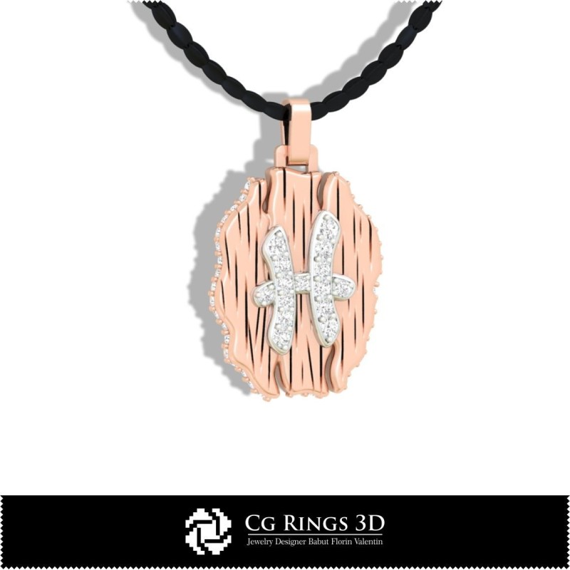 Pendentif Signe du Poissons - CAO 3D pour la Maison, CAO 3D Bijoux, CAO 3D Pendentifs, CAO 3D Bijoux Vintage, Pendentifs