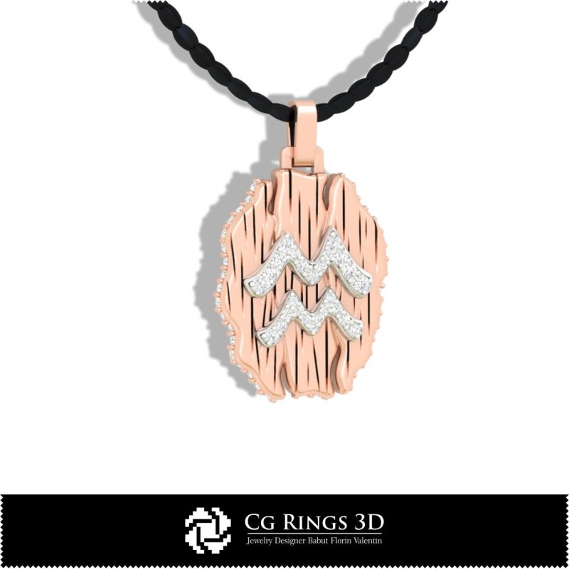 Wassermann Sternzeichen-Anhänger - 3D-CAD Heim, Schmuck 3D-CAD, Anhänger 3D-CAD, Vintage-Schmuck 3D-CAD,