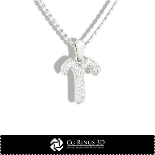 Widder-Zeichen Kinderanhänger - 3D-CAD-Design, Schmuck 3D-CAD, Anhänger 3D-CAD, 3D-Zodiac-Anhänger, 3D-Kinderanhänger