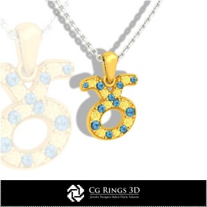 Taurus Zodiac Children Pendant - 3D CAD Home, Jewelry 3D CAD, Pendants 3D CAD , 3D Zodiac Pendants, 3D Children Pendants