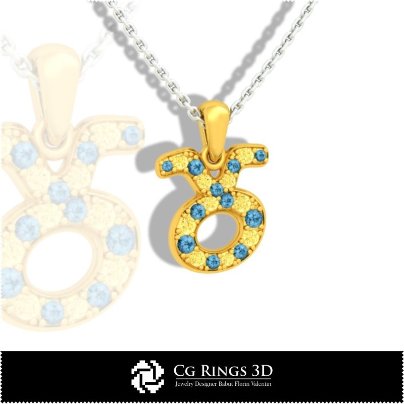 Taurus Zodiac Children Pendant - 3D CAD Home, Jewelry 3D CAD, Pendants 3D CAD , 3D Zodiac Pendants, 3D Children Pendants