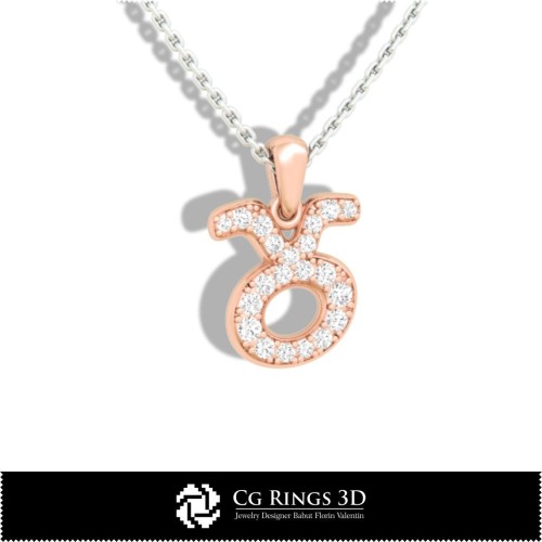 Stier Sternzeichen Kinder Anhänger - 3D-CAD Zuhause, Schmuck 3D-CAD, Anhänger 3D-CAD, 3D Sternzeichen-Anhänger, 3D