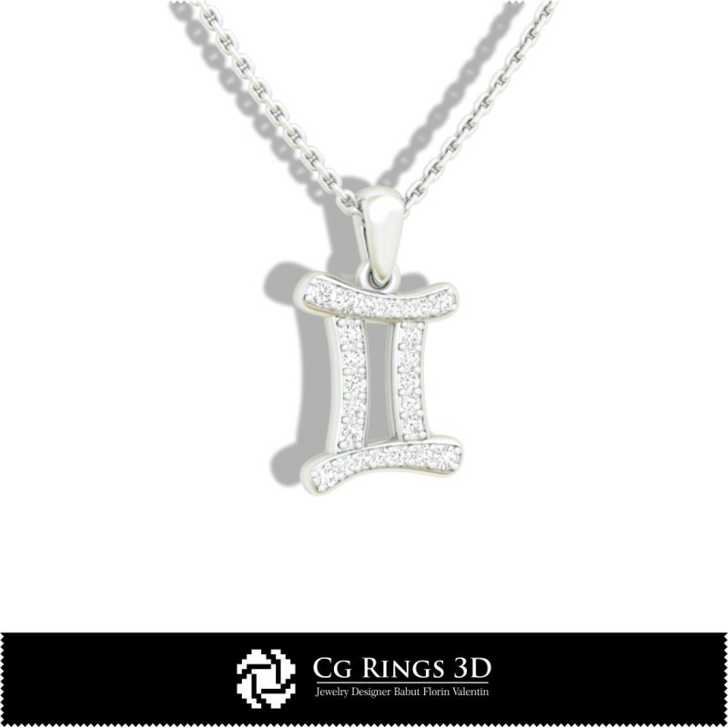 Ciondolo Gemelli per Bambini - CAD 3D Casa, Gioielli CAD 3D, Ciondoli CAD 3D, Ciondoli Zodiacali 3D, Ciondoli per Bambini 3D