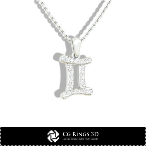 Pendentif Enfant Gémeaux - CAO 3D Maison, Bijoux CAO 3D, Pendentifs CAO 3D, Pendentifs Zodiaque 3D, Pendentifs Enfants 3D