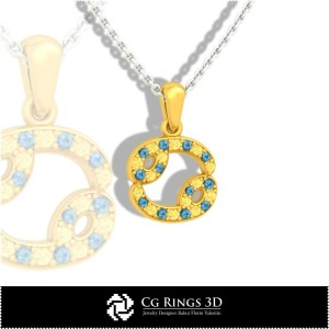 Krebs Sternzeichen Kinderanhänger - 3D-CAD Zuhause, Schmuck 3D-CAD, Anhänger 3D-CAD, 3D-Sternzeichenanhänger, 3D-Kinderanhänger