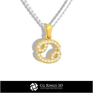 Krebs Sternzeichen Kinderanhänger - 3D-CAD Zuhause, Schmuck 3D-CAD, Anhänger 3D-CAD, 3D-Sternzeichenanhänger, 3D-Kinderanhänger 2