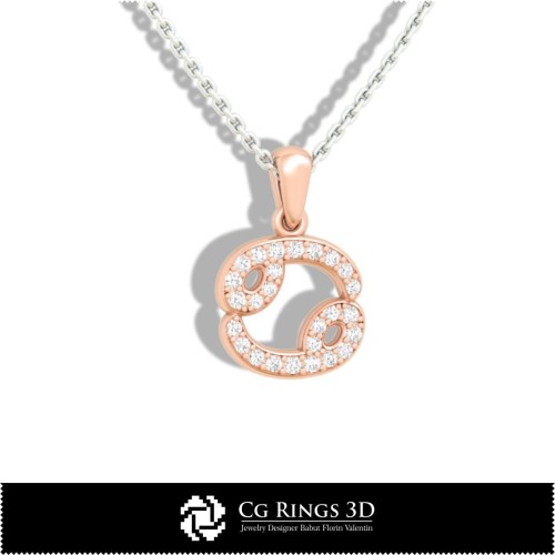 Pendentif Enfants Signe du Cancer - Modélisation 3D CAO Maison, Bijoux CAO 3D, Pendentifs CAO 3D, Pendentifs Zodiaque 3D,