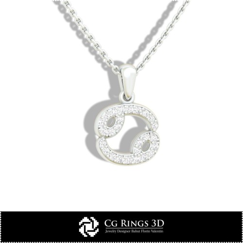 Ciondolo Segno Zodiacale Cancro per Bambini - CAD 3D Casa, Gioielli CAD 3D, Ciondoli CAD 3D, Ciondoli Zodiacali 3D, Ciondoli