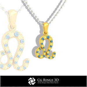 Pendentif Enfant Signe Lion - CAO 3D Maison, CAO 3D Bijoux, CAO 3D Pendentifs, Pendentifs Zodiaque 3D, Pendentifs Enfants 3D