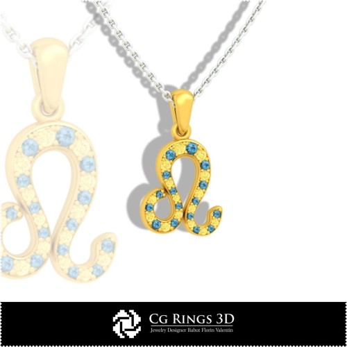 Löwe Sternzeichen Kinderanhänger - 3D-CAD Zuhause, Schmuck 3D-CAD, Anhänger 3D-CAD, 3D Sternzeichenanhänger, 3D Kinderanhänger