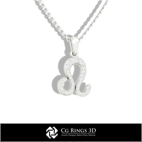 Colgante Zodiaco Leo para Niños - CAD 3D para el Hogar, CAD 3D de Joyería, CAD 3D de Colgantes, Colgantes Zodiaco 3D, Colgantes