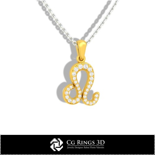 Pendentif Enfant Signe Lion - CAO 3D Maison, CAO 3D Bijoux, CAO 3D Pendentifs, Pendentifs Zodiaque 3D, Pendentifs Enfants 3D