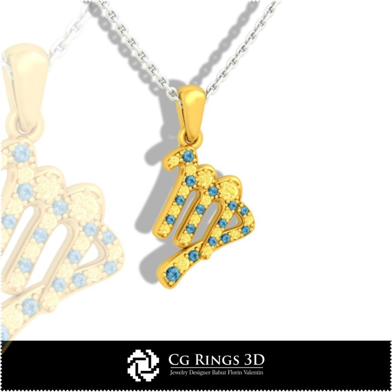 处女座儿童吊坠 - 3D CAD 家居, 珠宝 3D CAD, 吊坠 3D CAD, 3D 星座吊坠, 3D 儿童吊坠
