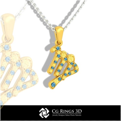 Pandantiv Copii Zodiac Fecioară - CAD 3D pentru Acasă, Bijuterii CAD 3D, Pandantive CAD 3D, Pandantive Zodiac 3D, Pandantive