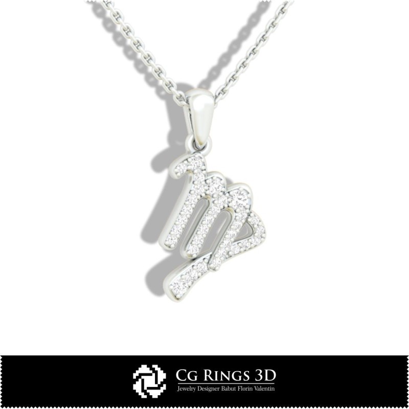 Colgante Infantil Virgo - CAD 3D para el Hogar, CAD 3D de Joyería, CAD 3D de Colgantes, Colgantes Zodiacales 3D, Colgantes