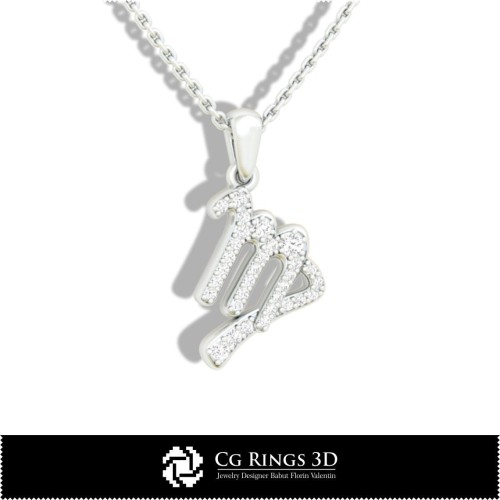 Colgante Infantil Virgo - CAD 3D para el Hogar, CAD 3D de Joyería, CAD 3D de Colgantes, Colgantes Zodiacales 3D, Colgantes