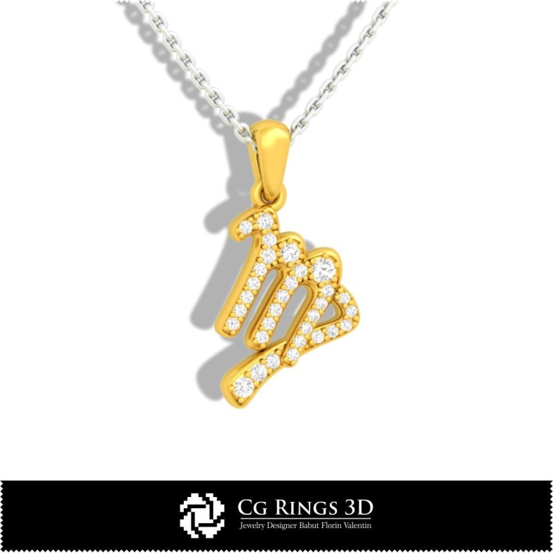 处女座儿童吊坠 - 3D CAD 家居, 珠宝 3D CAD, 吊坠 3D CAD, 3D 星座吊坠, 3D 儿童吊坠