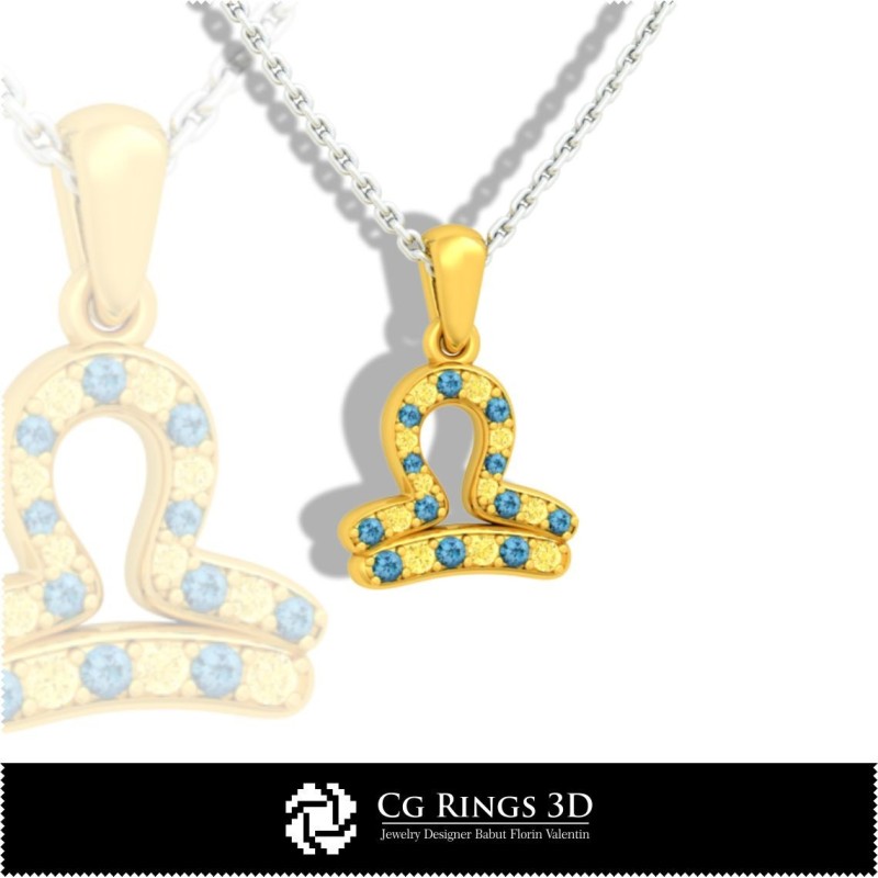 天秤座儿童吊坠 - 3D CAD 家居, 珠宝 3D CAD, 吊坠 3D CAD, 3D 星座吊坠, 3D 儿童吊坠