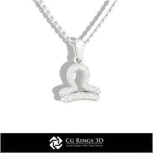 天秤座儿童吊坠 - 3D CAD 家居, 珠宝 3D CAD, 吊坠 3D CAD, 3D 星座吊坠, 3D 儿童吊坠 2