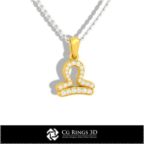 Ciondolo Bambini Zodiaco Bilancia - CAD 3D Casa, CAD 3D Gioielli, CAD 3D Ciondoli, Ciondoli Zodiaco 3D, Ciondoli Bambini 3D