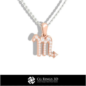 Skorpion Sternzeichen Kinderanhänger - 3D-CAD-Home, Schmuck 3D-CAD, Anhänger 3D-CAD, 3D-Sternzeichenanhänger, 3D-Kinderanhänger 2