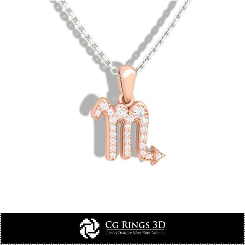 Colgante Infantil Zodiaco Escorpio - CAD 3D para Hogar, CAD 3D de Joyería, CAD 3D de Colgantes, Colgantes Zodiacales 3D,