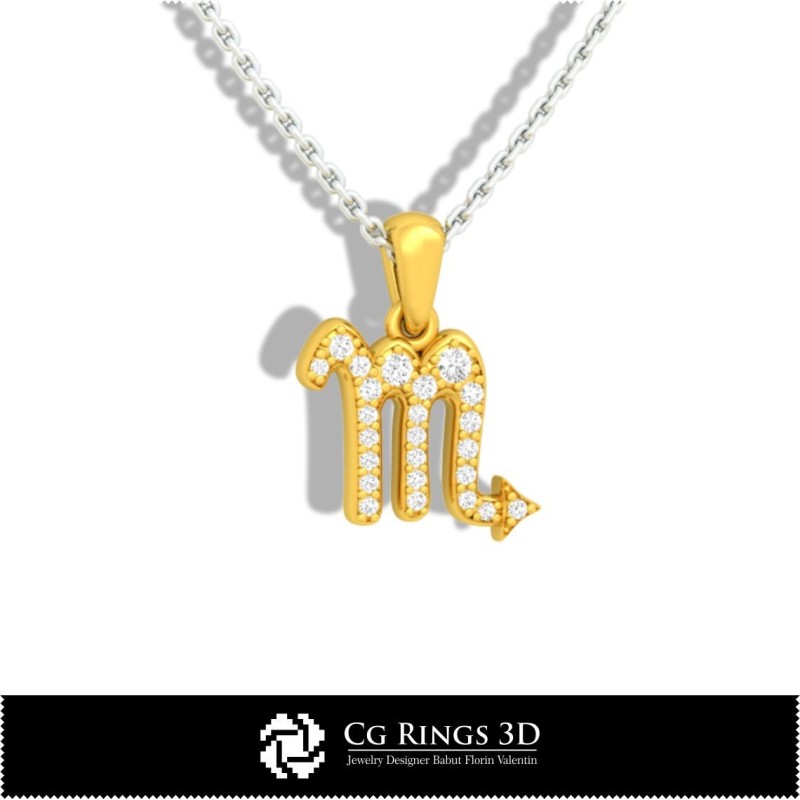 Ciondolo Segno Zodiacale Scorpione per Bambini - CAD 3D per la Casa, CAD 3D Gioielli, CAD 3D Ciondoli, Ciondoli Zodiacali 3D,