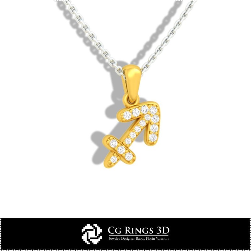 Pendentif Enfants Signe Sagittaire - CAO 3D Maison, CAO 3D Bijoux, CAO 3D Pendentifs, Pendentifs Zodiaque 3D, Pendentifs